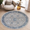 Alfombra Valley Redonda Gris Azul Ornamental Vintage
