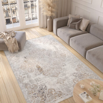 Alfombra Valley Gris Beige Vintage Floral