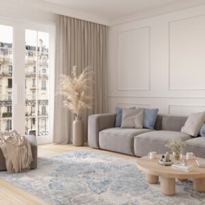 Alfombra Valley Gris Azul Vintage Floral