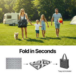 Alfombra Ibiza Exterior Reversible Impermeable Negro Blanco