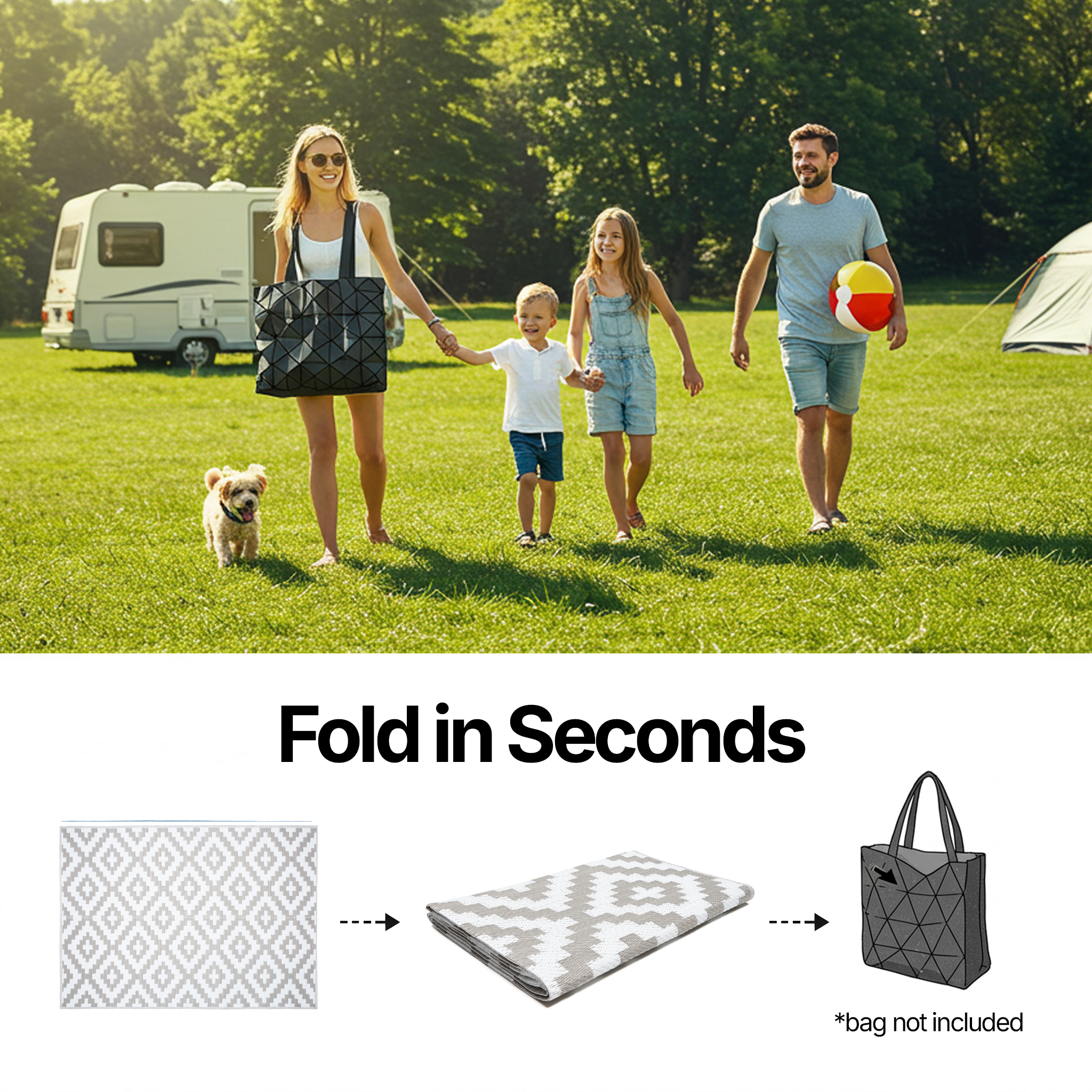 Alfombra Ibiza Exterior Reversible Impermeable Gris Blanco