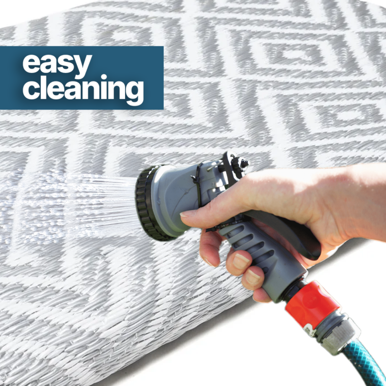 Alfombra Ibiza Exterior Reversible Impermeable Gris Blanco Rombos