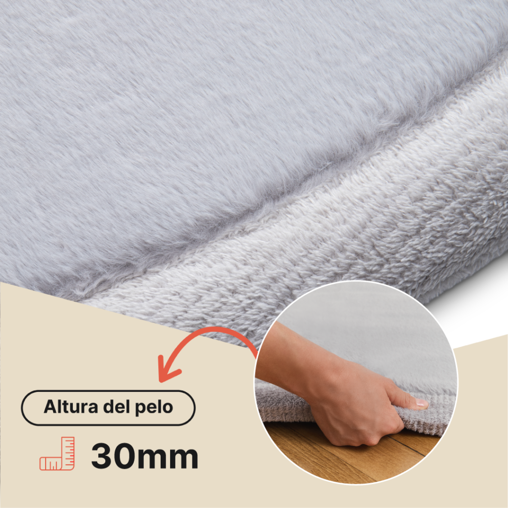 Alfombra Infantil Fluffin Redonda Gris Claro
