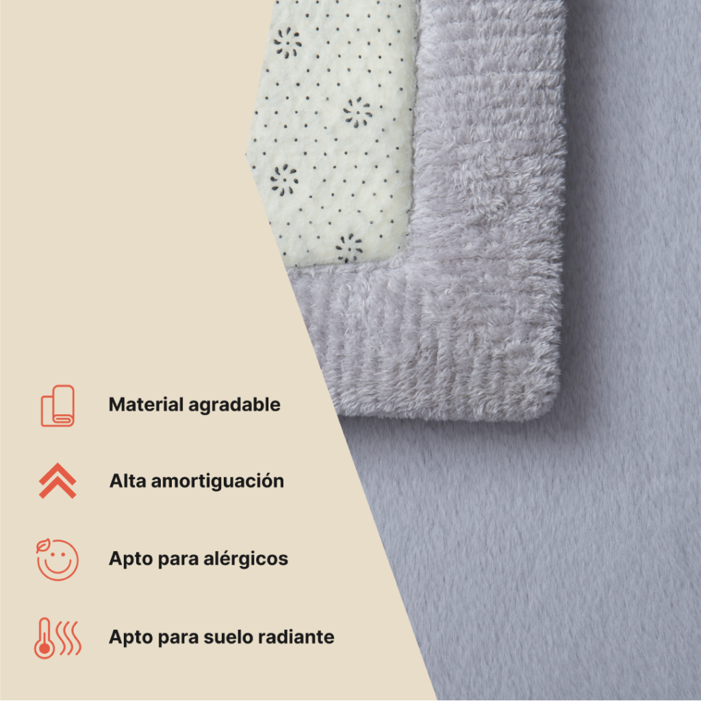 Alfombra Infantil Fluffin Cuadrada Gris Claro