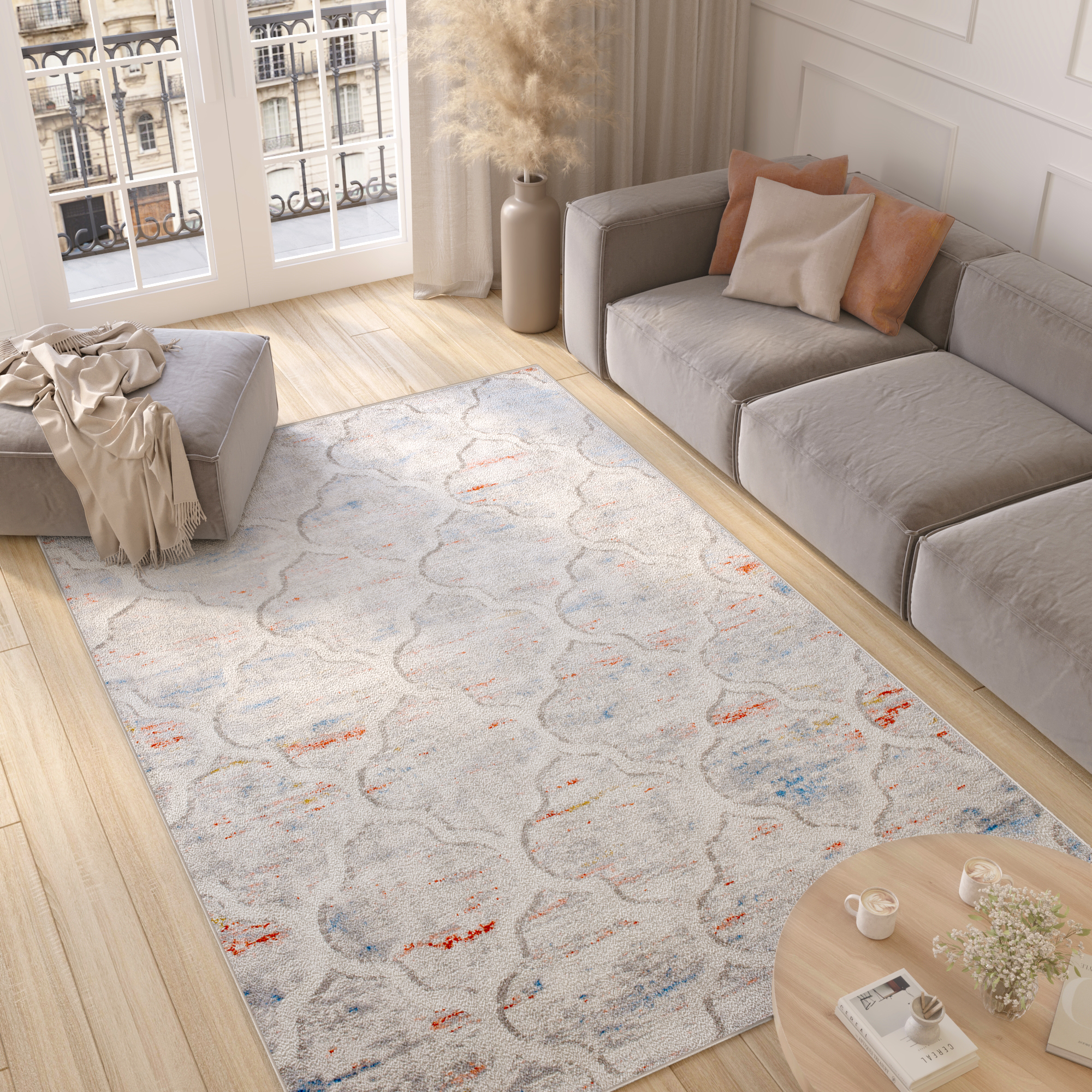 Alfombra Valley Gris Salmón Trellis Marroquí