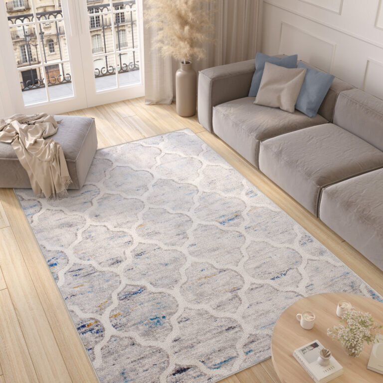 Alfombra Valley Gris Azul Trellis Marroquí