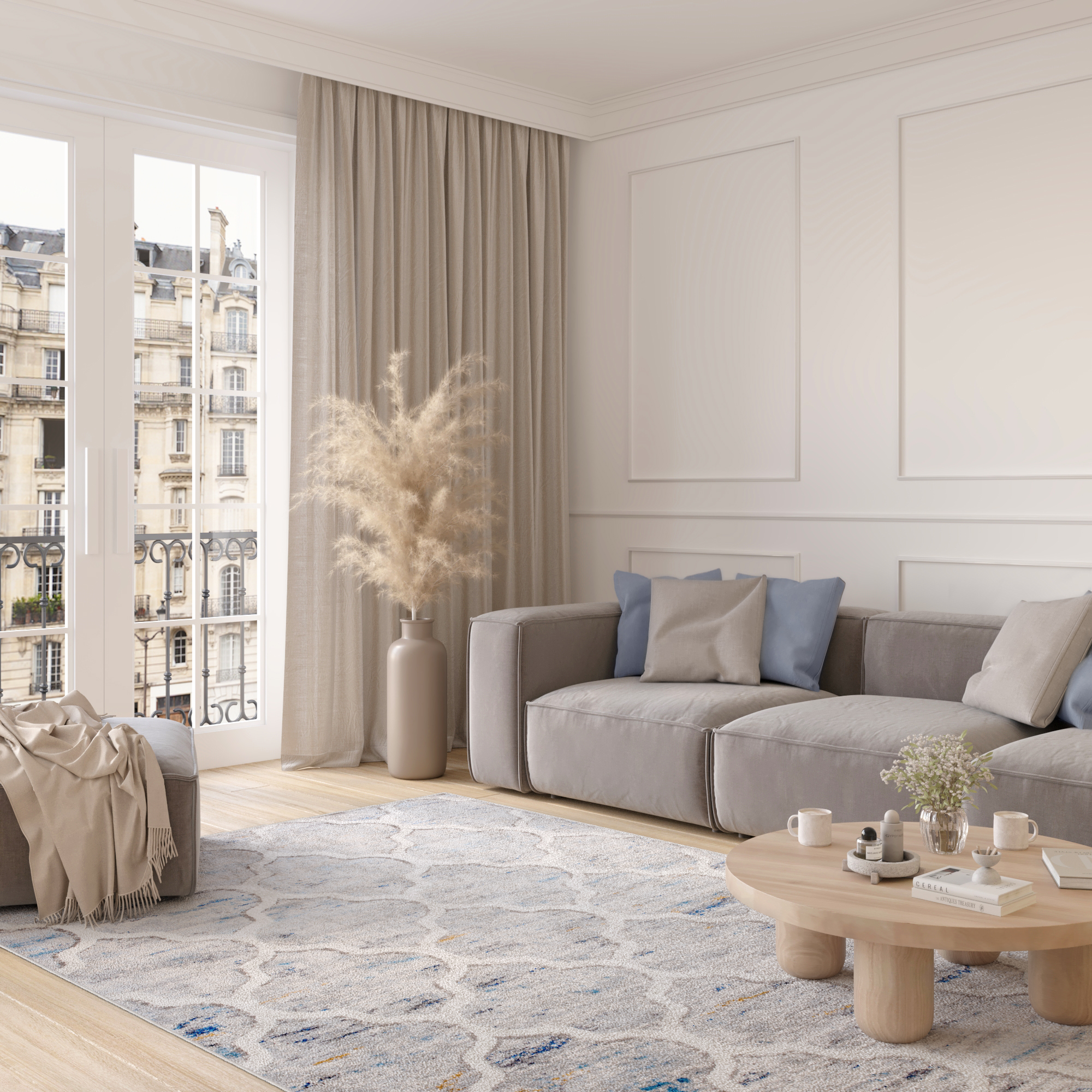 Alfombra Valley Gris Azul Trellis Marroquí