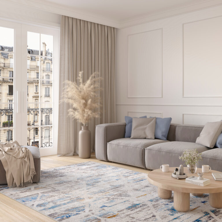 Alfombra Valley Gris Azul Geométrico Moteado