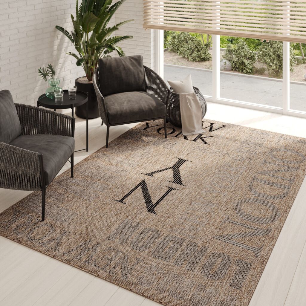 Alfombra Melissa Marrón Negro Ciudades Interior Exterior