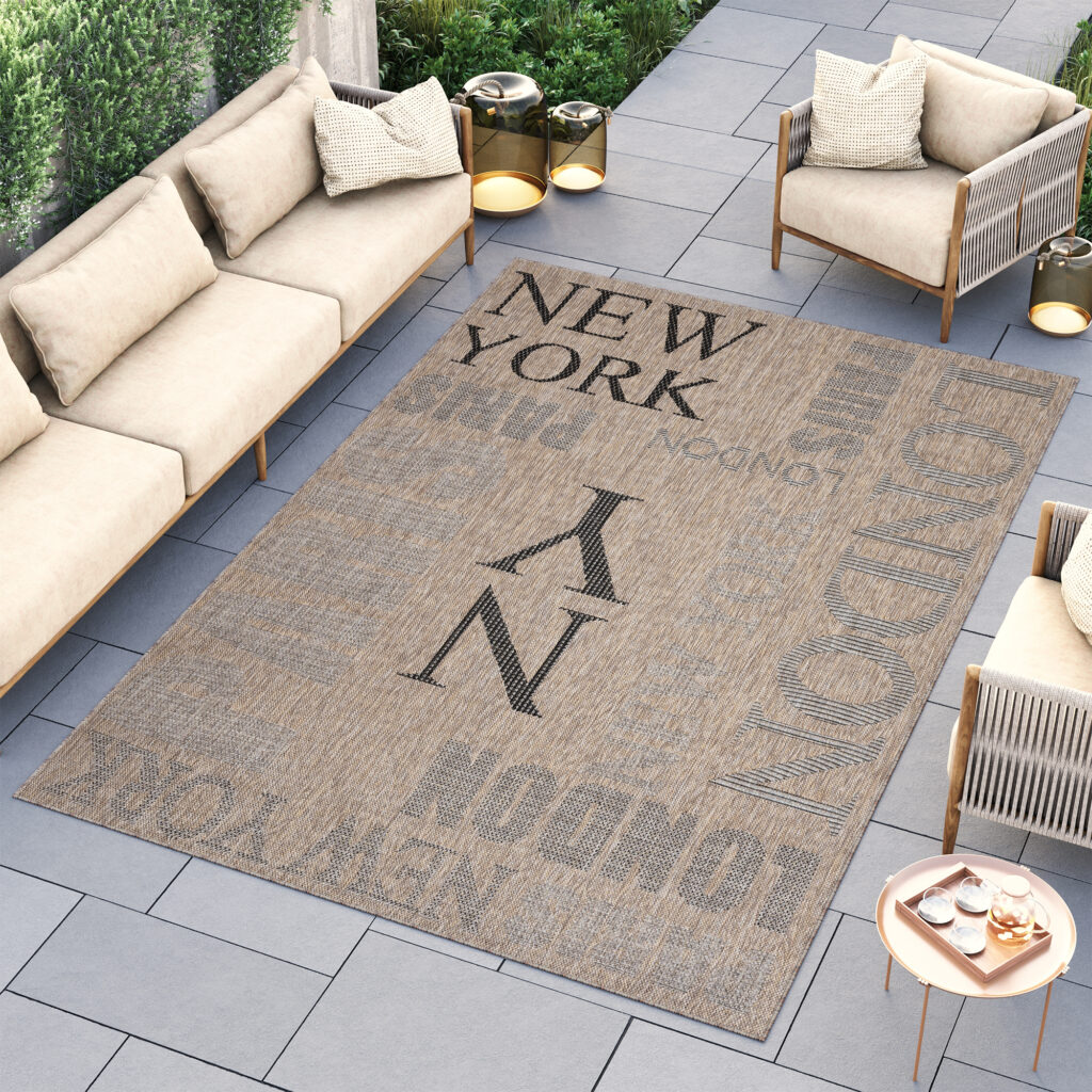 Alfombra Melissa Marrón Negro Ciudades Interior Exterior