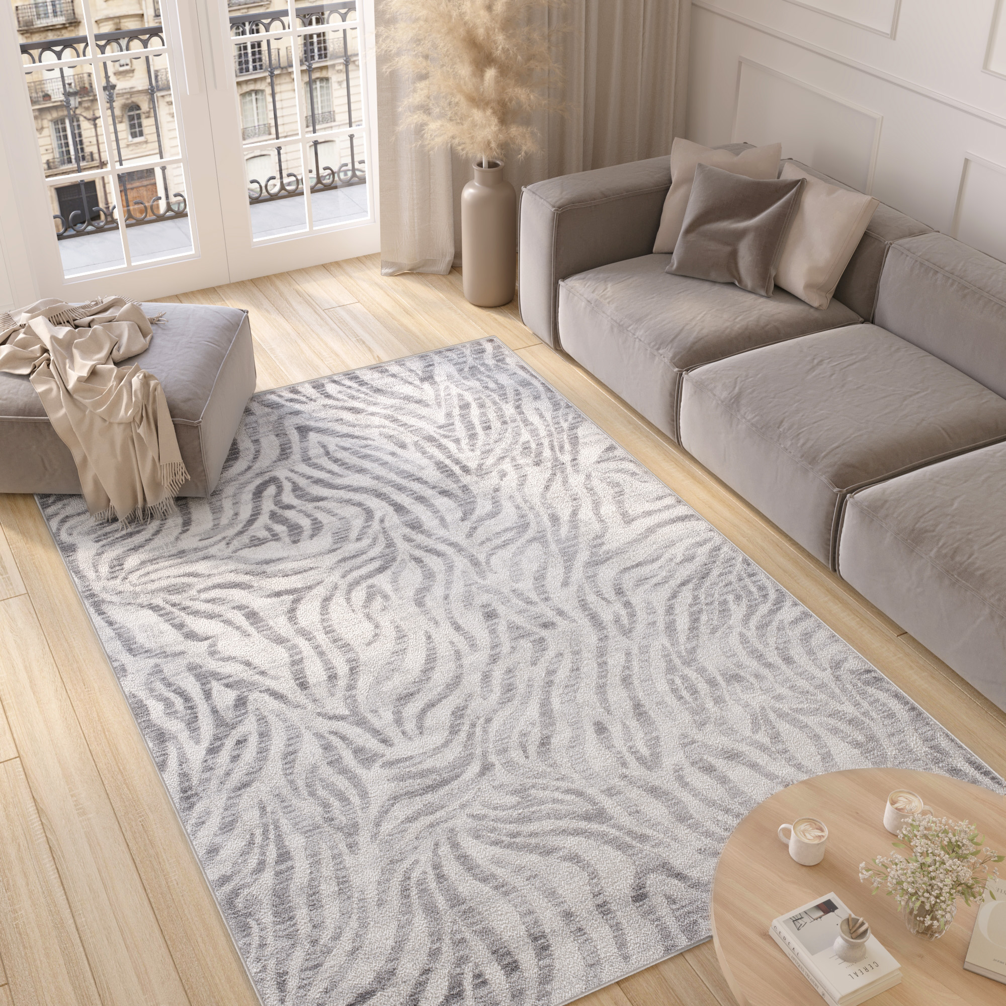 Alfombra Valley Gris Abstracto Rayas Cebra