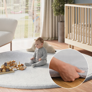 Alfombra Infantil Fluffin Redonda Gris Claro