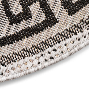 Alfombra Melissa Redonda Gris Negro ZigZag Indoor Outdoor
