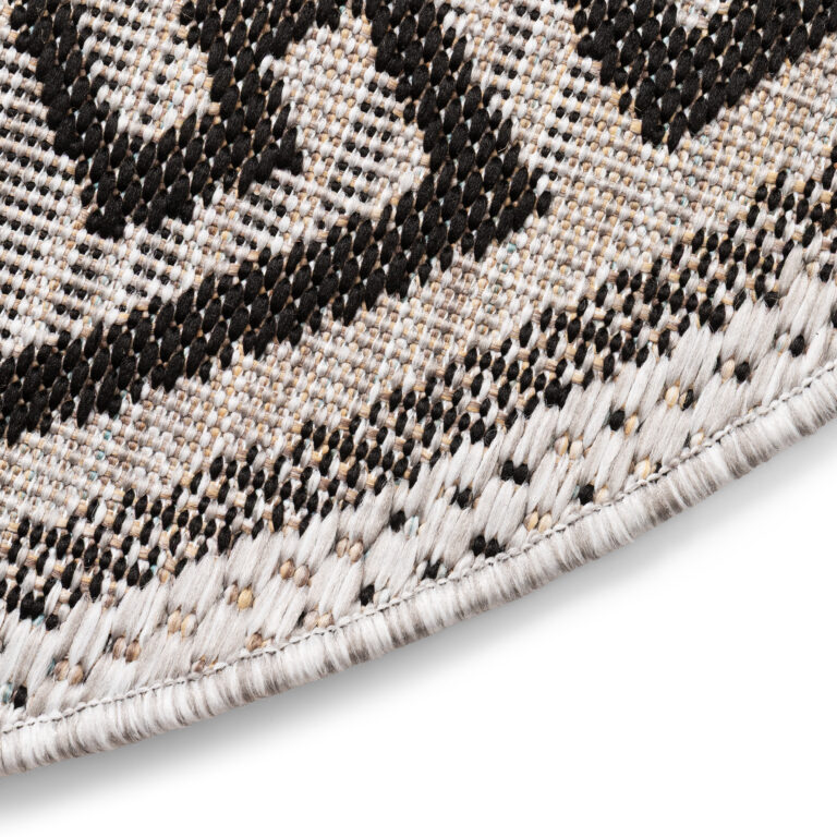 Alfombra Melissa Redonda Gris Negro ZigZag Indoor Outdoor