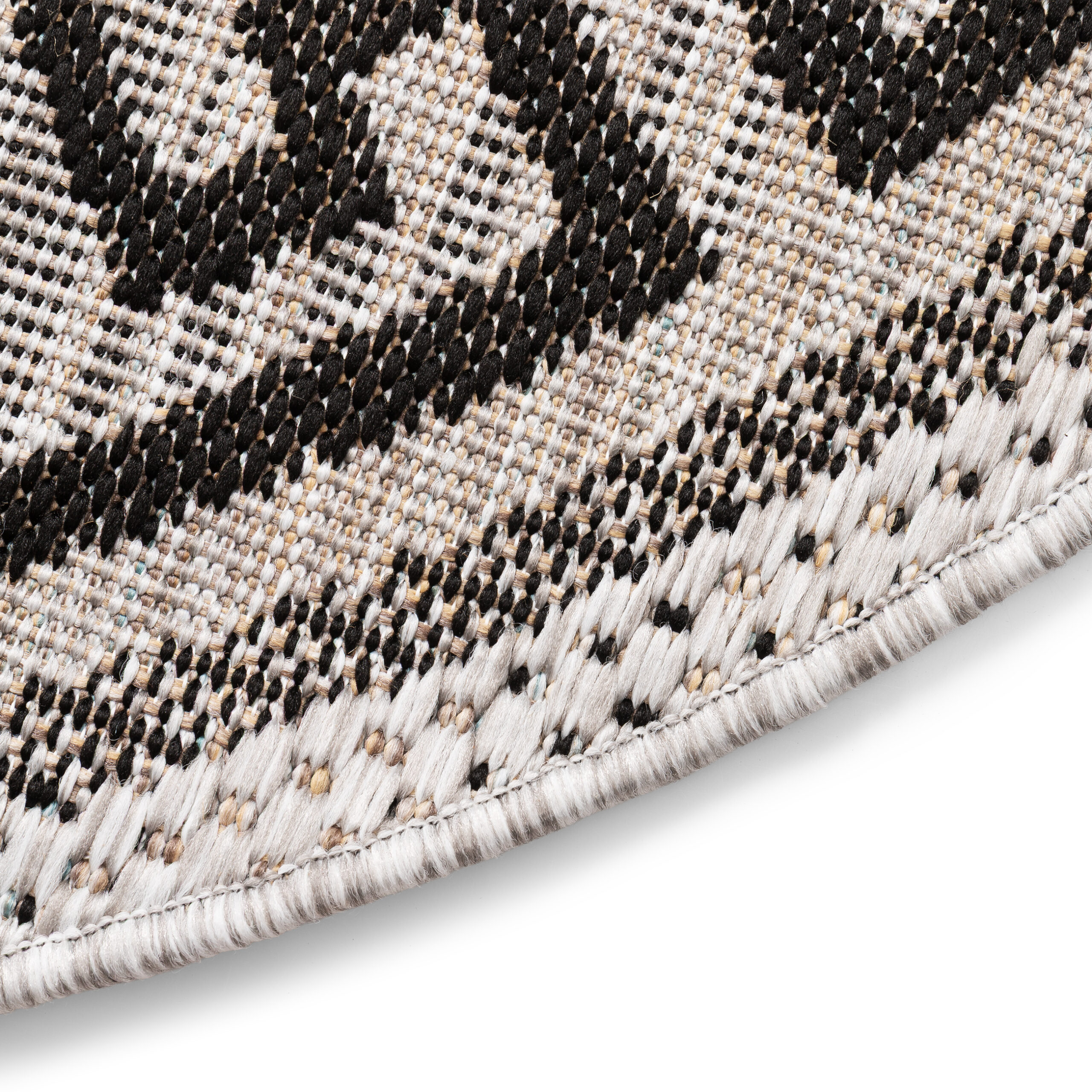 Alfombra Melissa Redonda Gris Negro ZigZag Indoor Outdoor