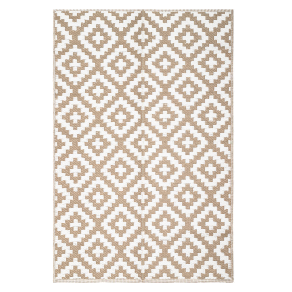 Alfombra Ibiza Exterior Reversible Impermeable Beige Blanco