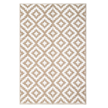 Alfombra Ibiza Exterior Reversible Impermeable Beige Blanco