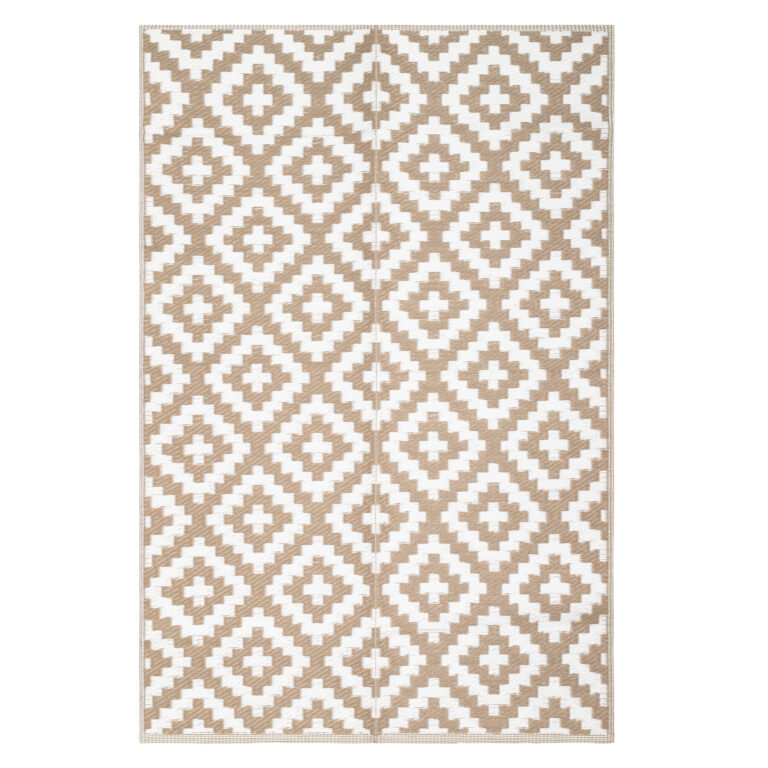 Alfombra Ibiza Exterior Reversible Impermeable Beige Blanco