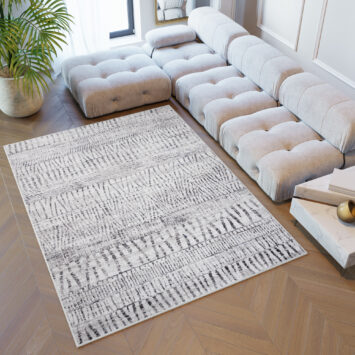 Alfombra Sky Gris Azul Étnico Rayas