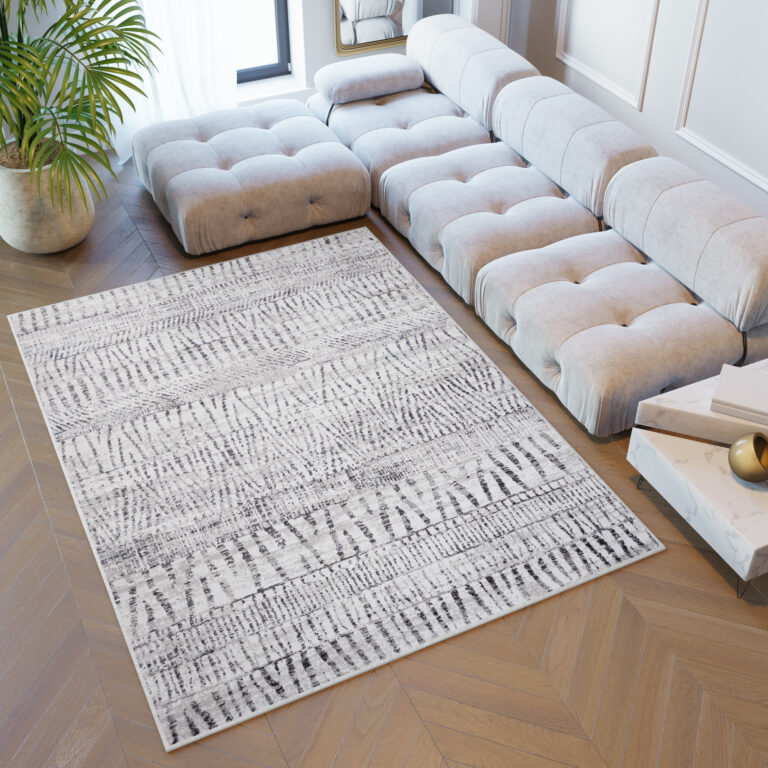 Alfombra Sky Gris Azul Étnico Rayas