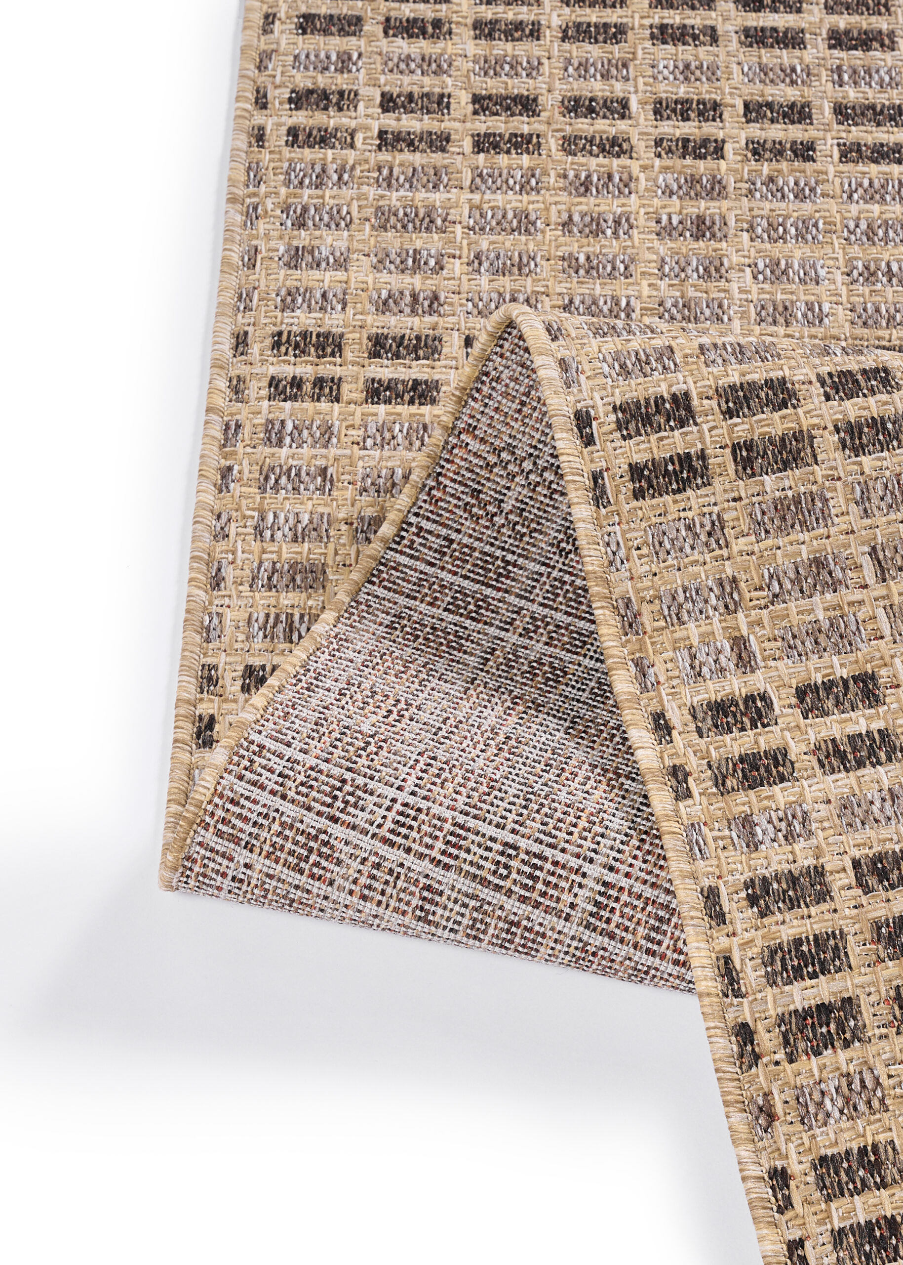 Alfombra de Exterior Yucana Beige Marrón Cuadros