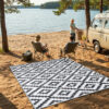Alfombra Ibiza Exterior Reversible Impermeable Negro Blanco