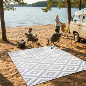 Alfombra Ibiza Exterior Reversible Impermeable Gris Blanco