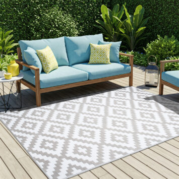 Alfombra Ibiza Exterior Reversible Impermeable Gris Blanco