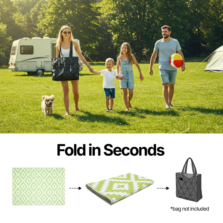 Alfombra Ibiza Exterior Reversible Impermeable Verde Blanco