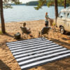 Alfombra Ibiza Exterior Reversible Impermeable Negro Blanco Rayas