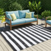 Alfombra Ibiza Exterior Reversible Impermeable Negro Blanco Rayas