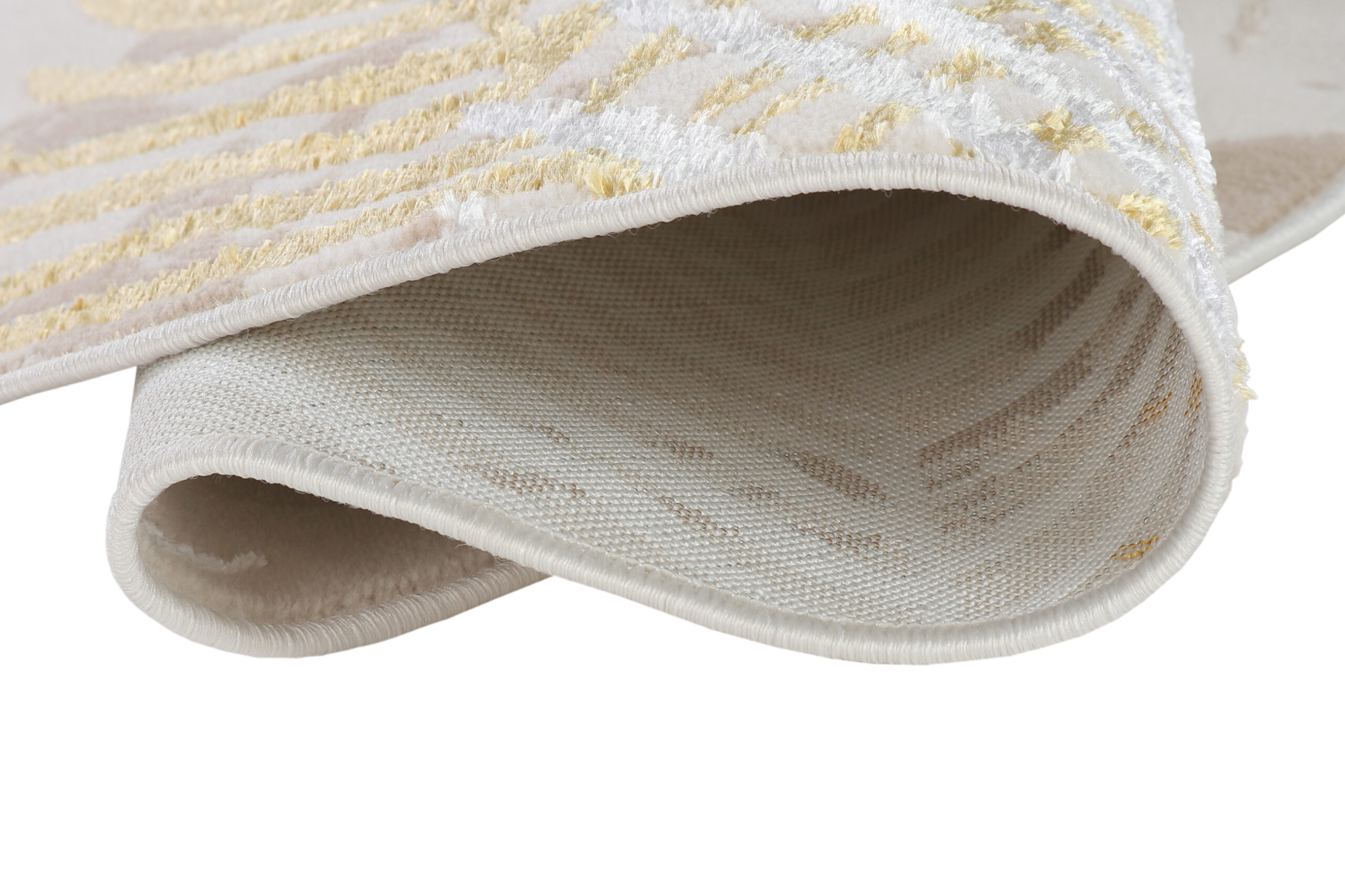 Alfombra Crystal Redonda Dorado Marrón Crema Hojas