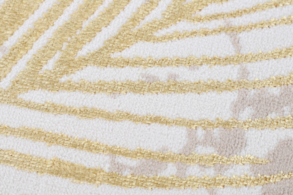 Alfombra Crystal Redonda Dorado Marrón Crema Hojas