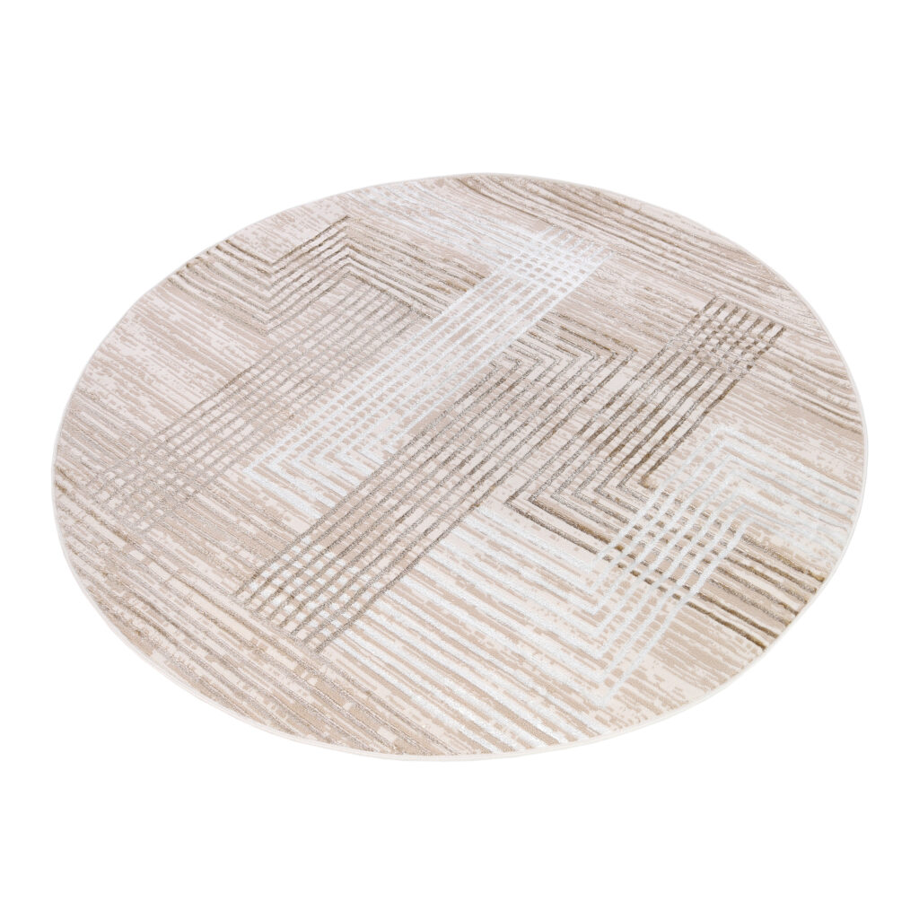 Alfombra Crystal Redonda Beige Marrón Crema Rayas