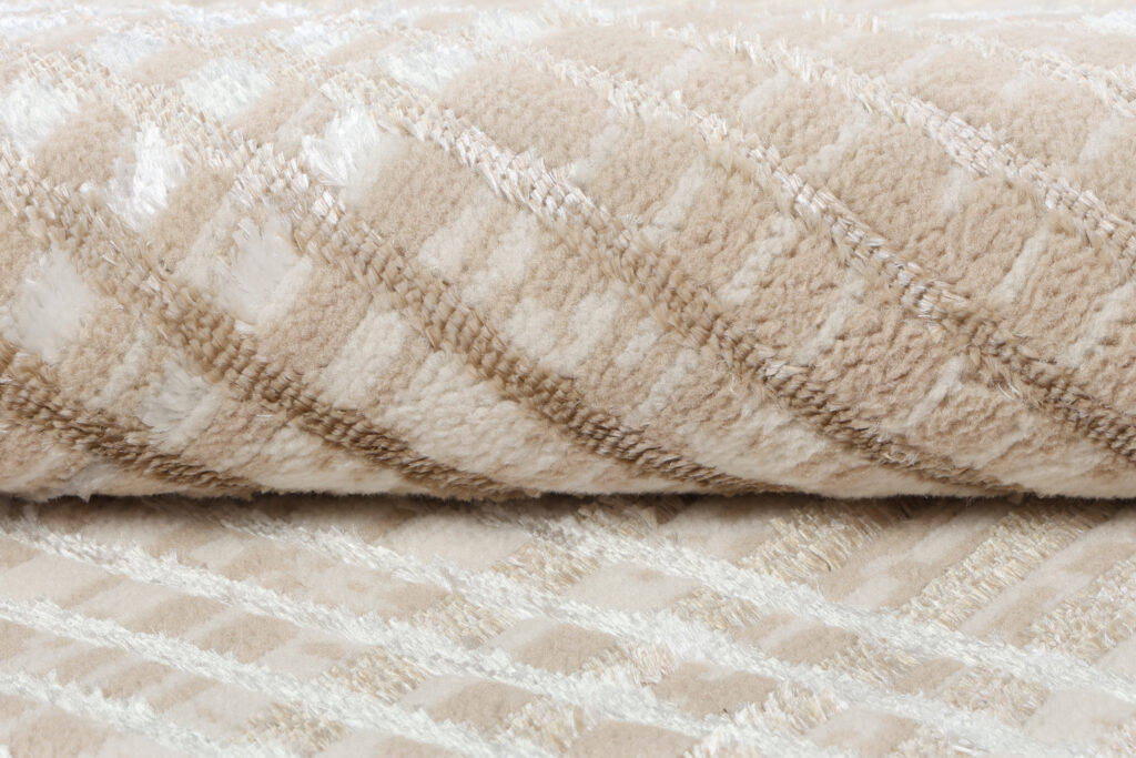 Alfombra Crystal Redonda Marrón Beige Crema Rayas