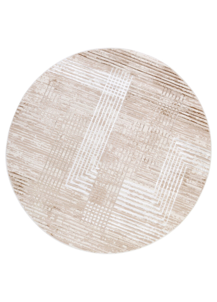 Alfombra Crystal Redonda Marrón Beige Crema Rayas