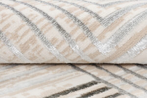 Alfombra Crystal Redonda Gris Beige Crema Rayas