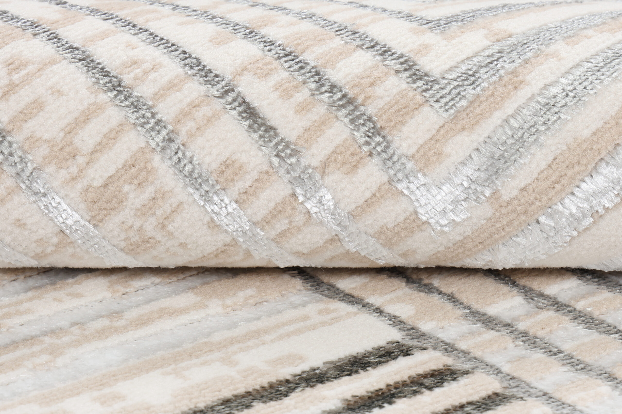 Alfombra Crystal Redonda Gris Beige Crema Rayas