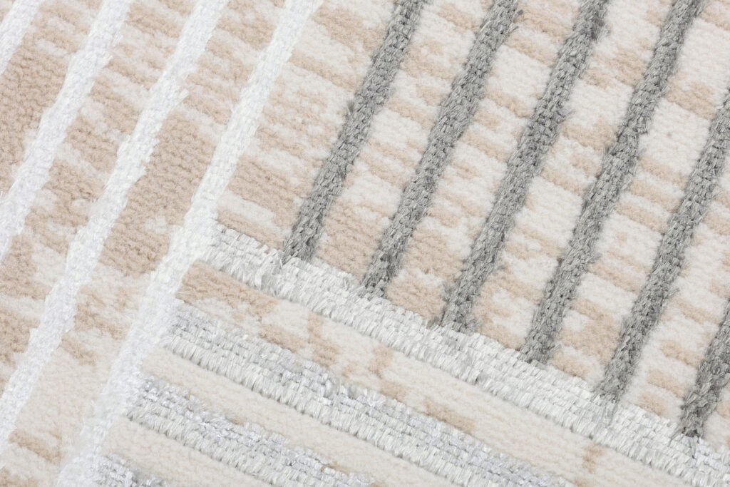 Alfombra Crystal Redonda Gris Beige Crema Rayas