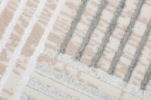 Alfombra Crystal Redonda Gris Beige Crema Rayas