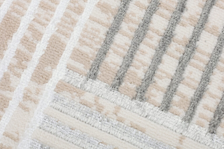 Alfombra Crystal Redonda Gris Beige Crema Rayas