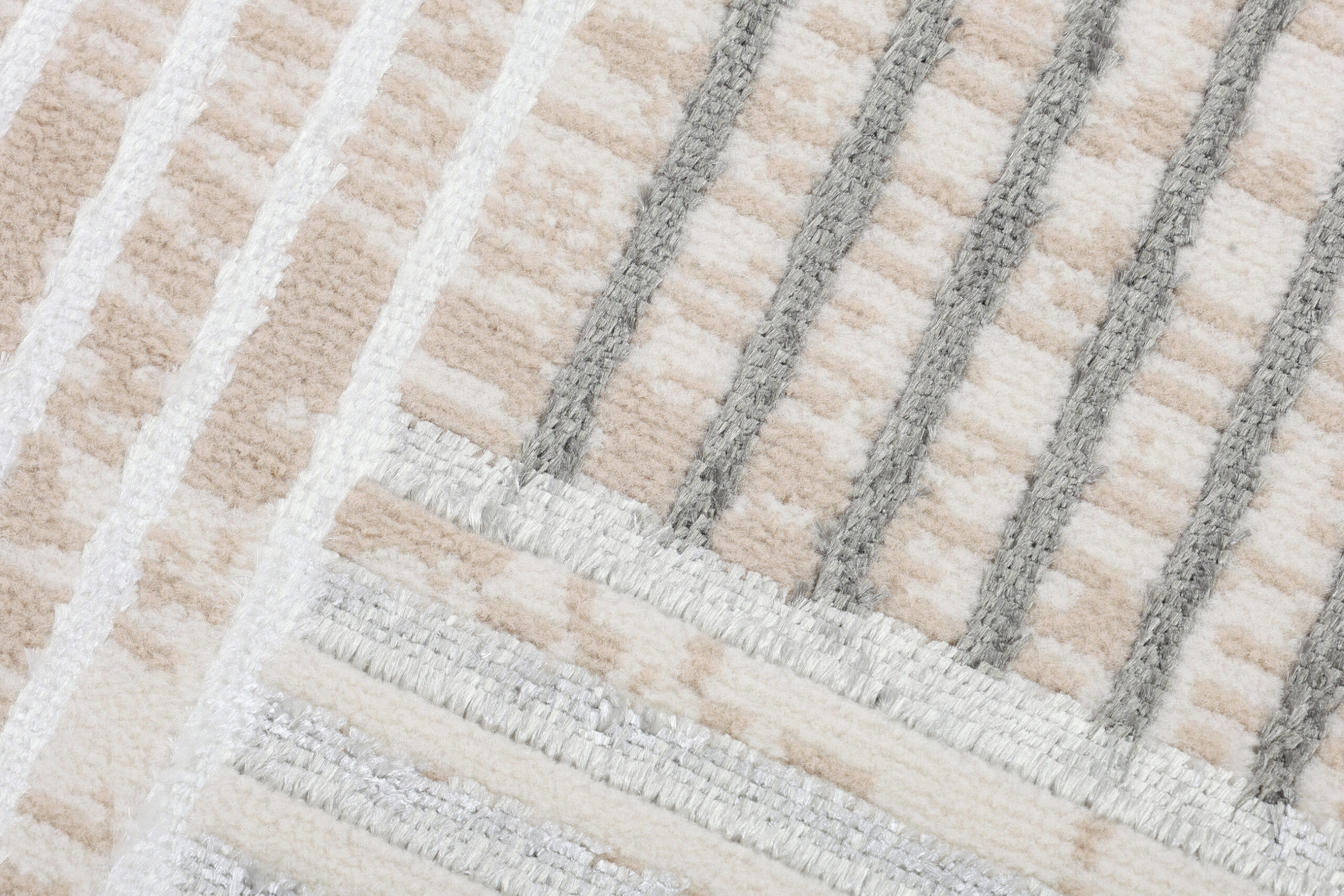 Alfombra Crystal Redonda Gris Beige Crema Rayas