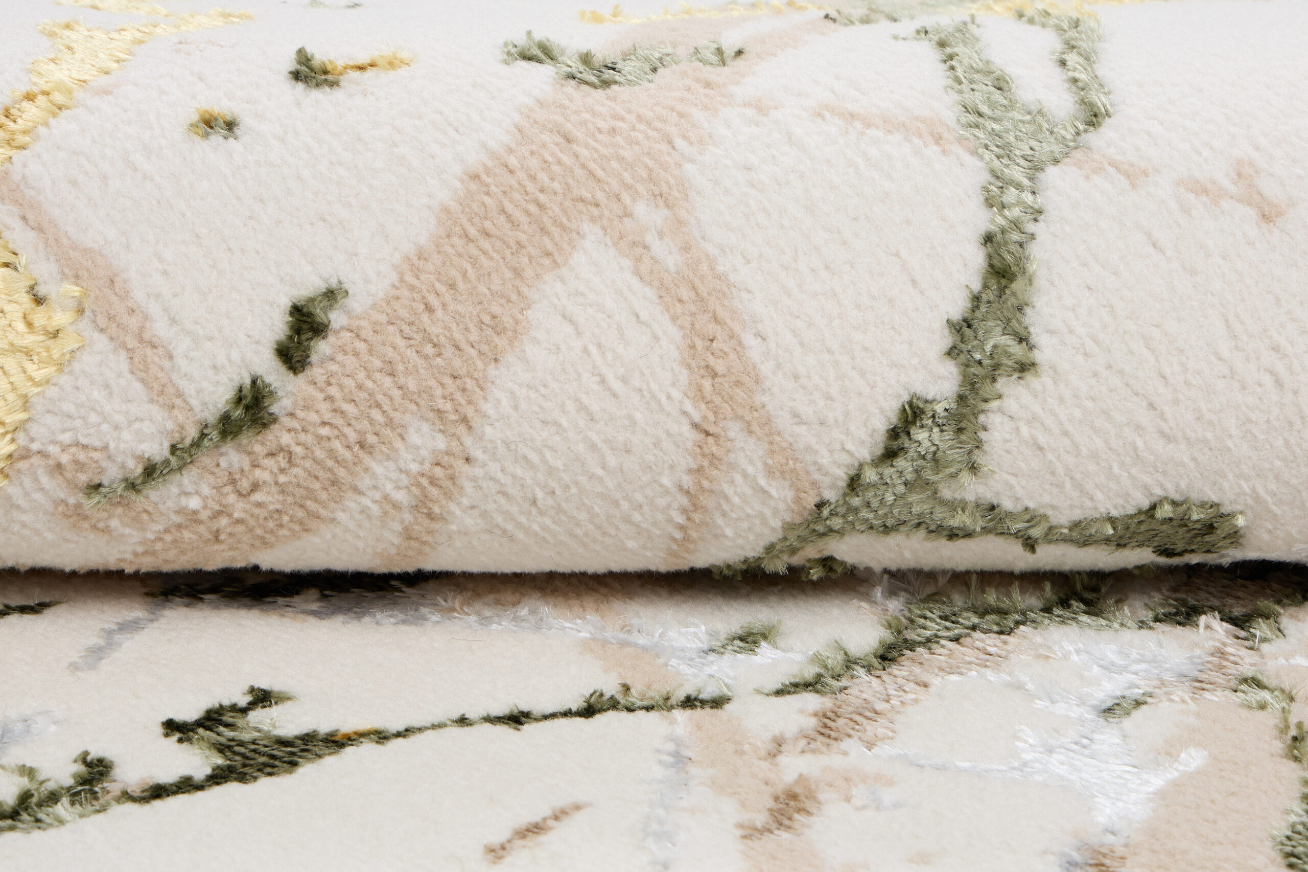 Alfombra Crystal Redonda Verde Crema Abstracto Mármol