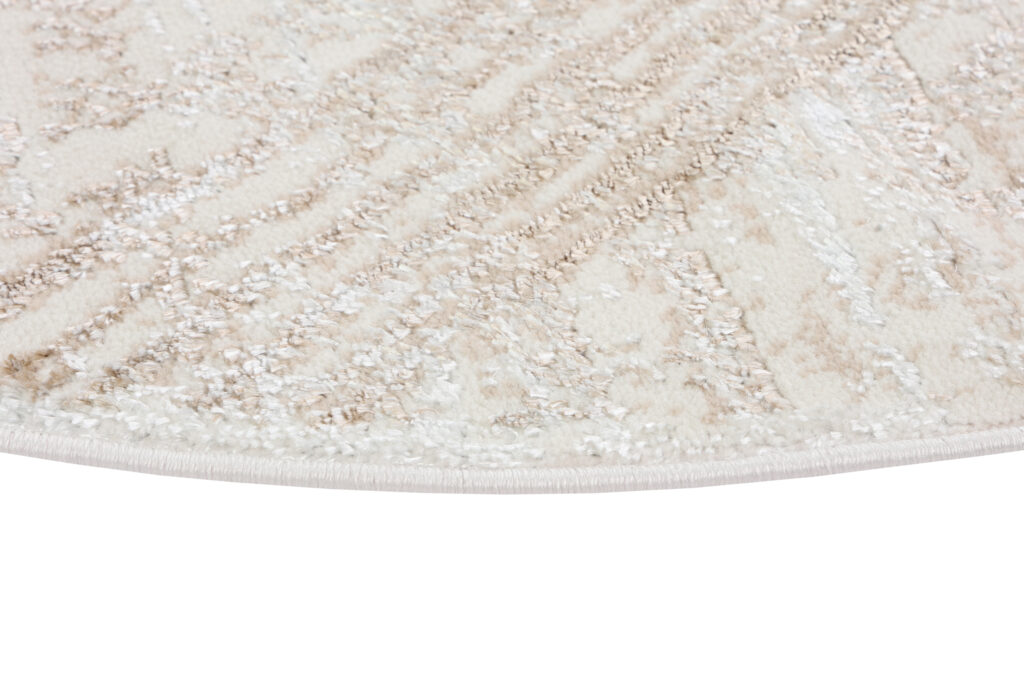 Alfombra Crystal Redonda Crema Marrón Moteado Líneas