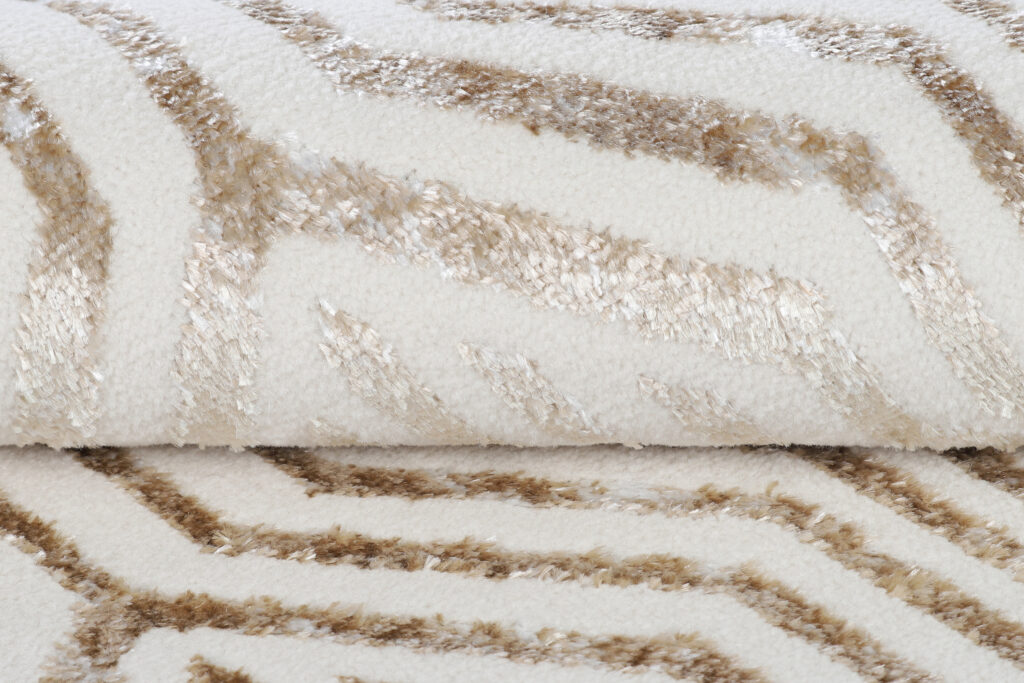 Alfombra Crystal Redonda Marrón Crema Beige Líneas
