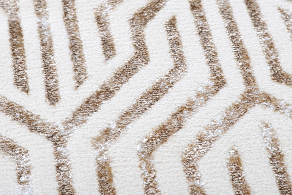 Alfombra Crystal Redonda Marrón Crema Beige Líneas