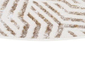 Alfombra Crystal Redonda Marrón Crema Beige Líneas