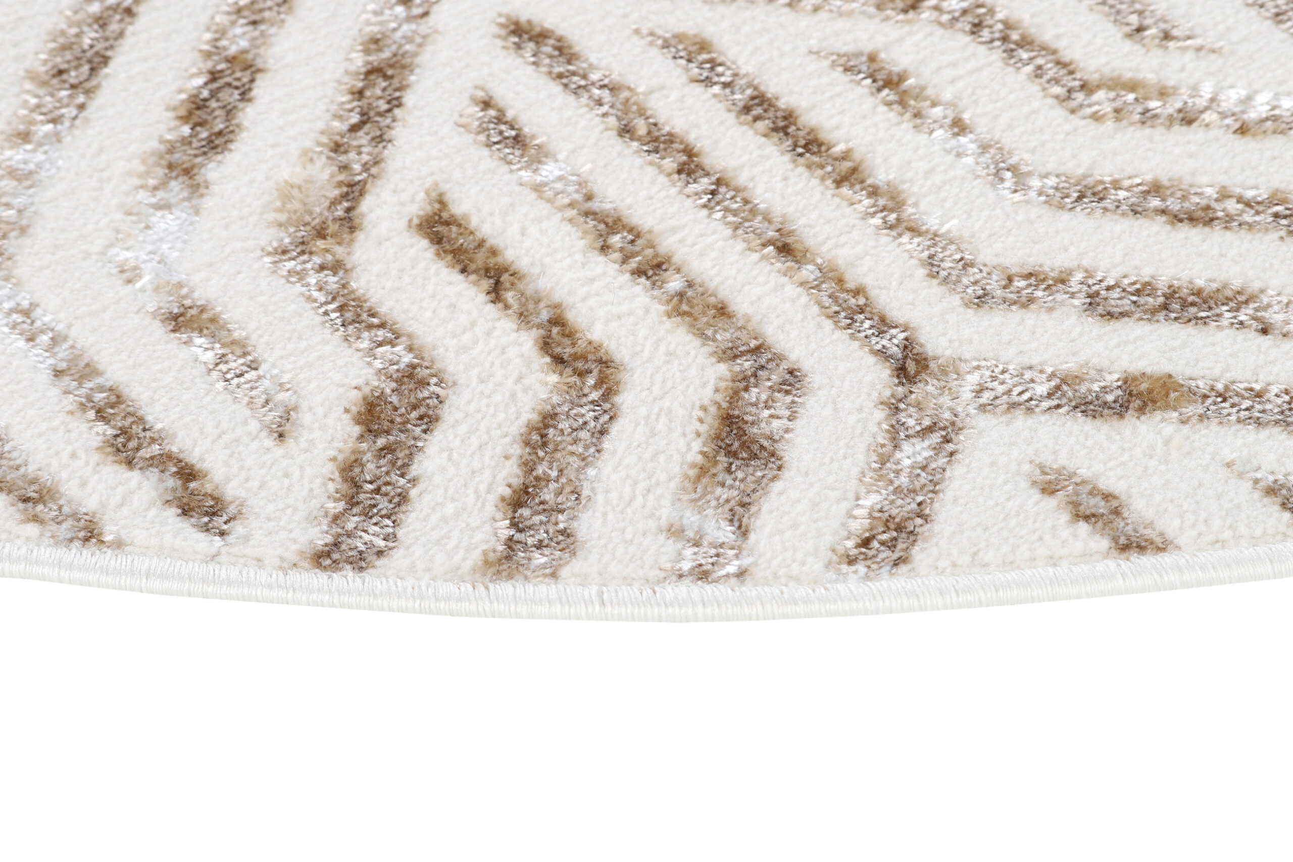 Alfombra Crystal Redonda Marrón Crema Beige Líneas