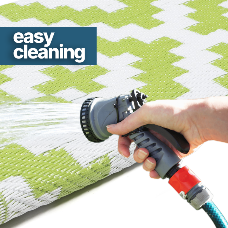 Alfombra Ibiza Exterior Reversible Impermeable Verde Blanco