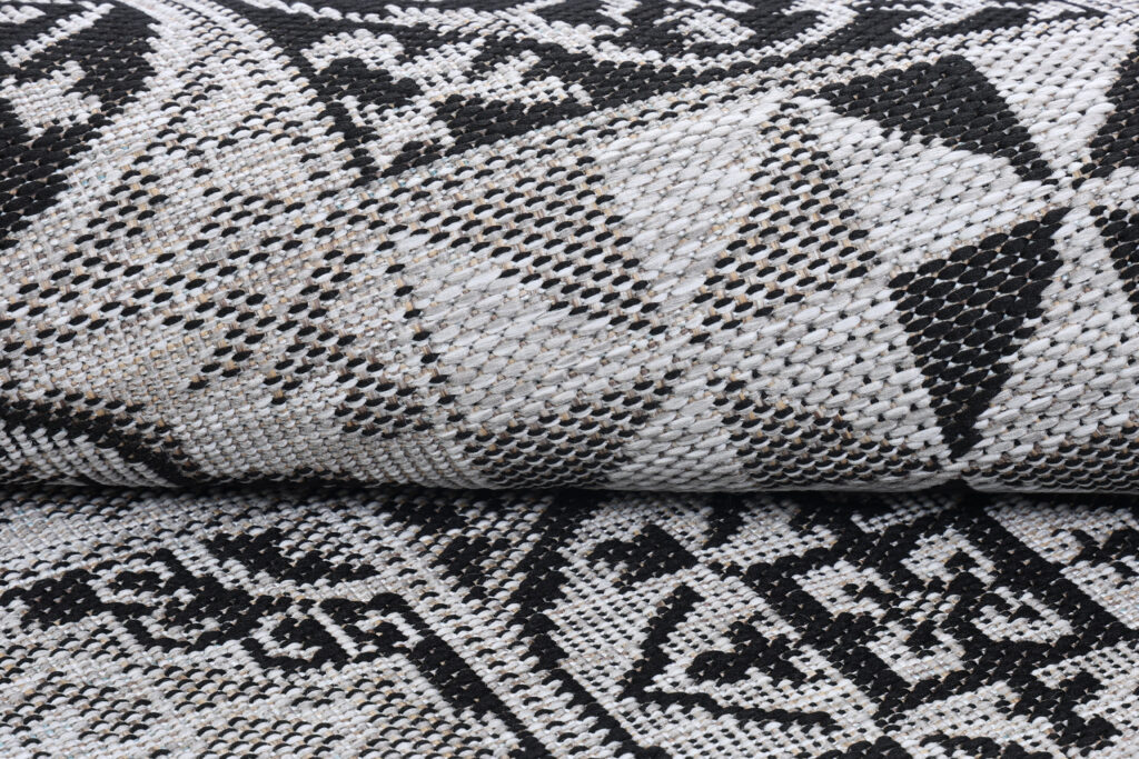 Alfombra Melissa Redonda Gris Negro Mosaico Indoor Outdoor
